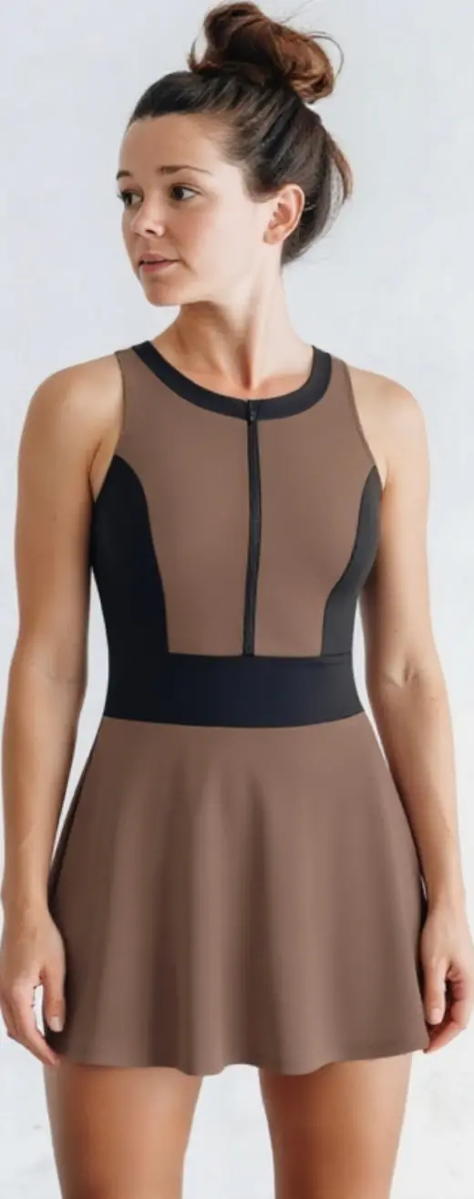 Hera tennis dress, front, ready design activewear by Bali Garment Tailor