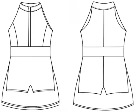 Technical sketch of the Hera Dress