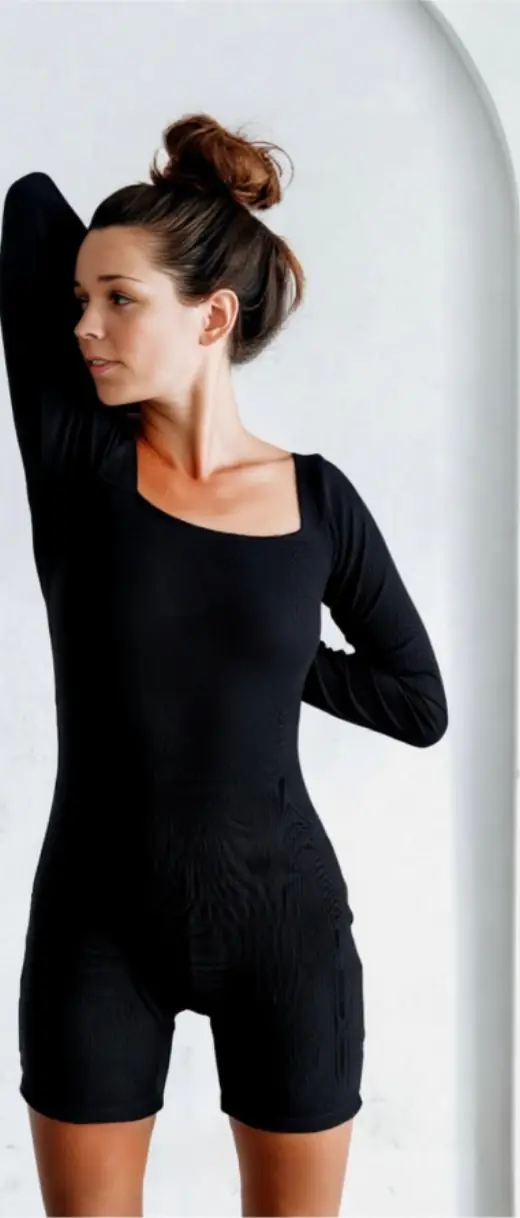 Savi romper, front, ready design activewear by Bali Garment Tailor