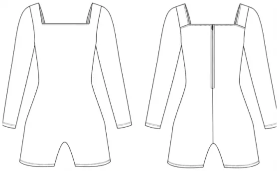 Technical sketch of the Savi Romper RR 115