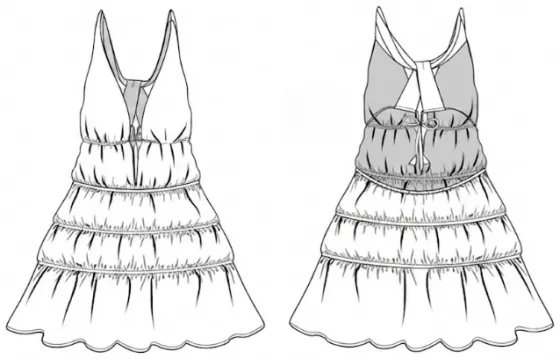 Technical sketch of the Aghata Dress RR 146