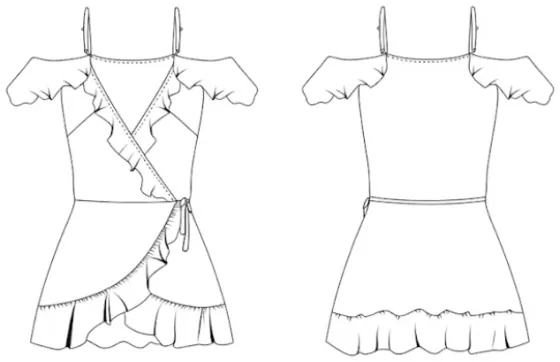 Technical sketch of the Alicia Short Dress