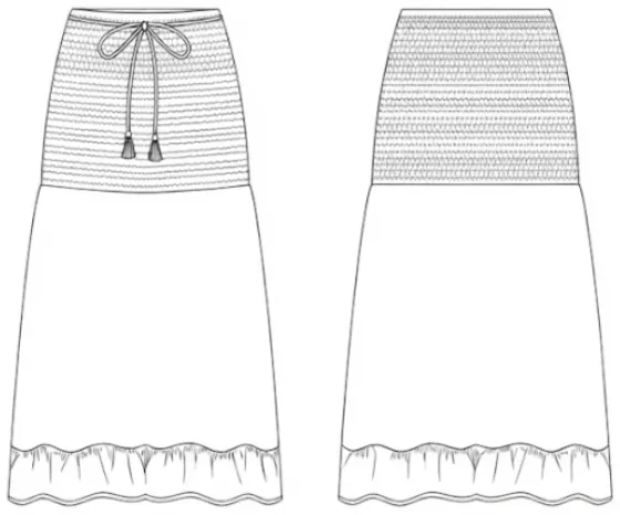 Technical sketch of the Liora Dress RRD 23