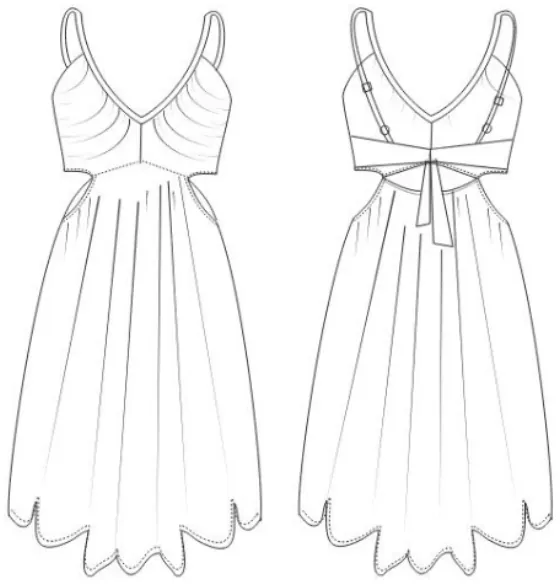 Technical sketch of the Rubby Dress RR 94