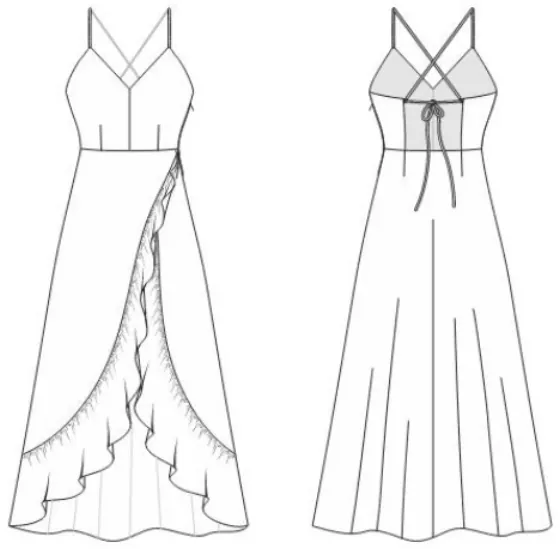 Technical sketch of the Tracy Dress